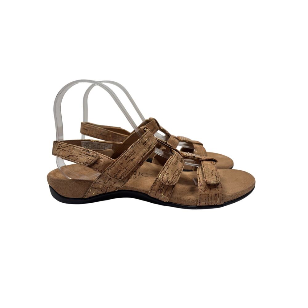 Vionic Amber Sandals Womens 8 Tan Adjustable Straps Slingback Cork